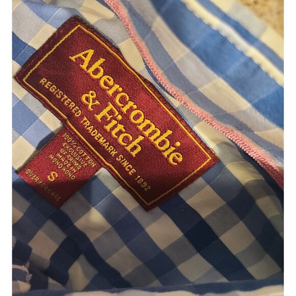 Vintage Abercrombie & Fitch Mens S Plaid Button Up Collar Cotton Pink Moose - Picture 8 of 12